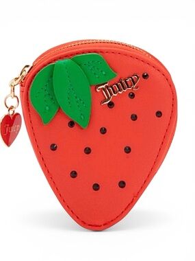 JUICY COUTURE Sweet Juicy Berry Coin Purse with Heart Logo Zipper Charm - NEW